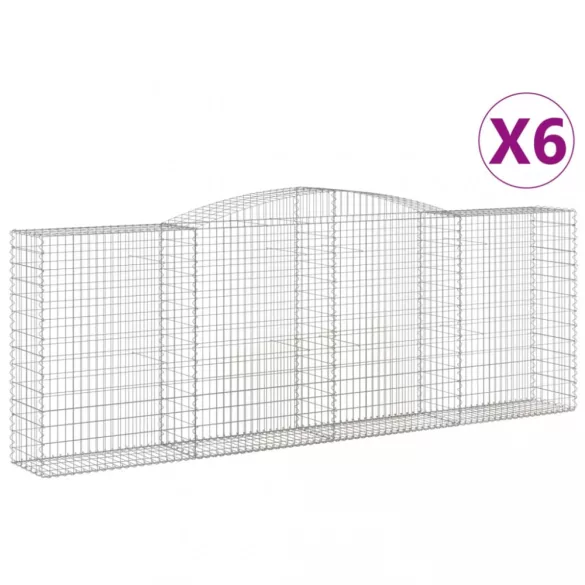 6 db íves horganyzott vas gabion kosár 400x50x140/160 cm