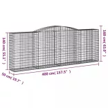 6 db íves horganyzott vas gabion kosár 400x50x140/160 cm