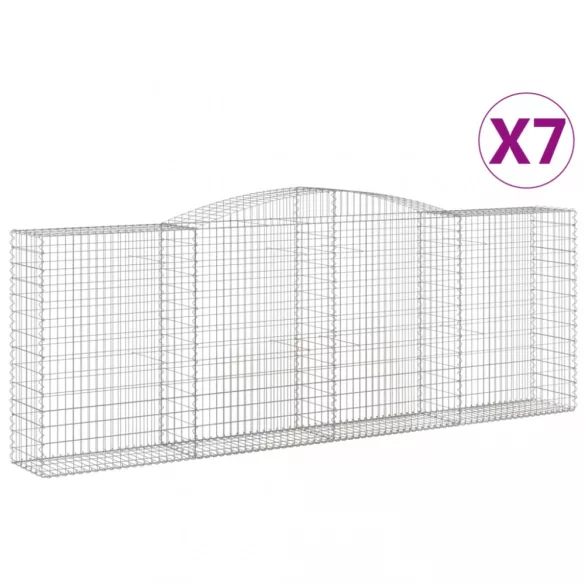 7 db íves horganyzott vas gabion kosár 400x50x140/160 cm