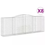 8 db íves horganyzott vas gabion kosár 400x50x140/160 cm