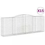 15 db íves horganyzott vas gabion kosár 400x50x140/160 cm