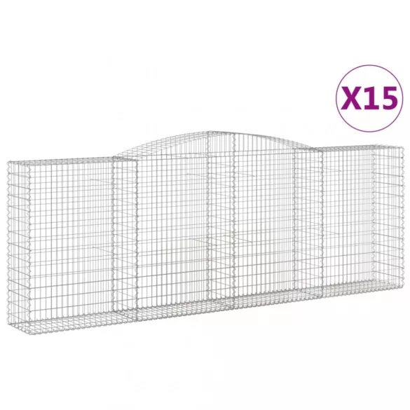 15 db íves horganyzott vas gabion kosár 400x50x140/160 cm