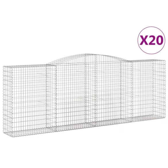 20 db íves horganyzott vas gabion kosár 400x50x140/160 cm