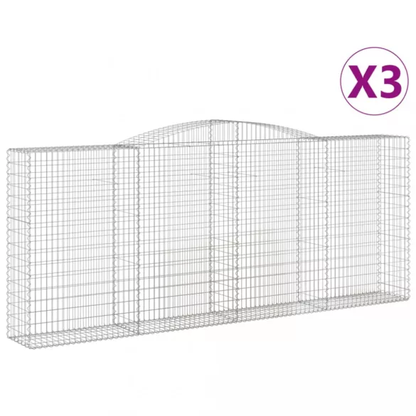 3 db íves horganyzott vas gabion kosár 400x50x160/180 cm