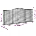 3 db íves horganyzott vas gabion kosár 400x50x160/180 cm