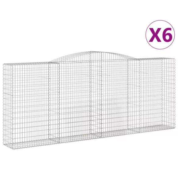 6 db íves horganyzott vas gabion kosár 400x50x160/180 cm