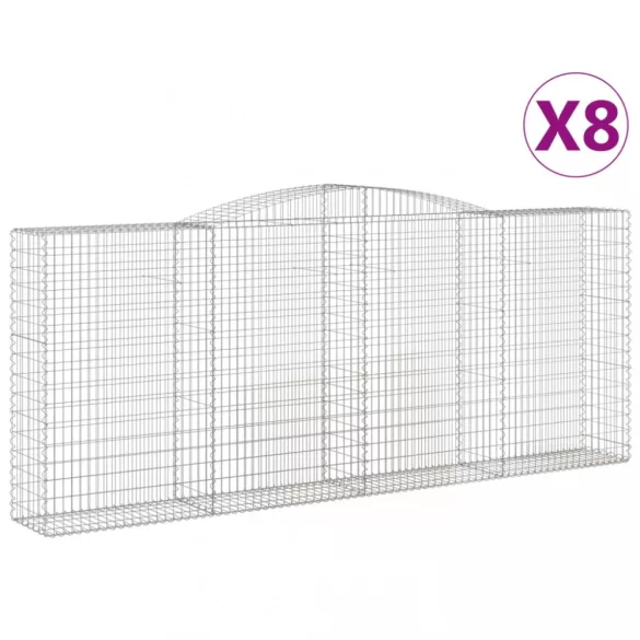8 db íves horganyzott vas gabion kosár 400x50x160/180 cm