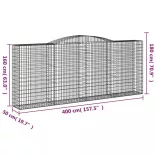 10 db íves horganyzott vas gabion kosár 400x50x160/180 cm