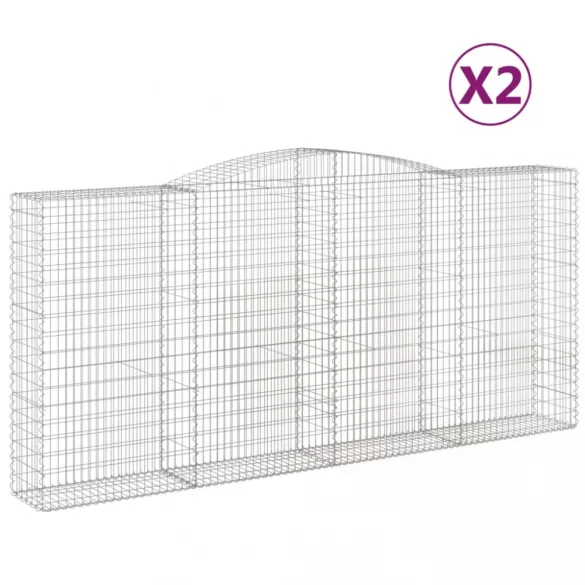 2 db íves horganyzott vas gabion kosár 400x50x180/200 cm