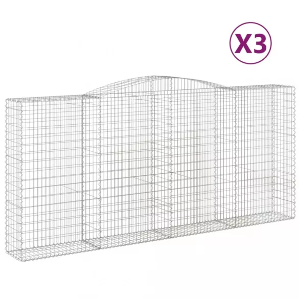 3 db íves horganyzott vas gabion kosár 400x50x180/200 cm