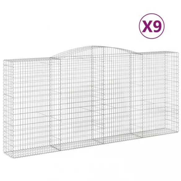 9 db íves horganyzott vas gabion kosár 400x50x180/200 cm