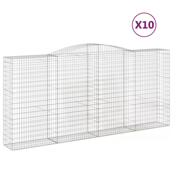 10 db íves horganyzott vas gabion kosár 400x50x180/200 cm
