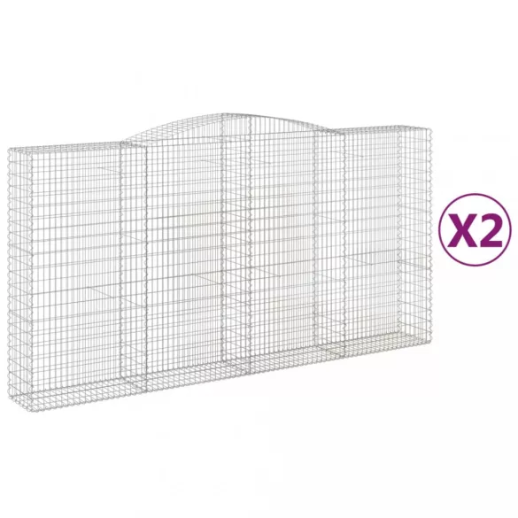 2 db íves horganyzott vas gabion kosár 400x50x200/220 cm