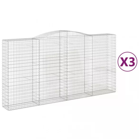 3 db íves horganyzott vas gabion kosár 400x50x200/220 cm