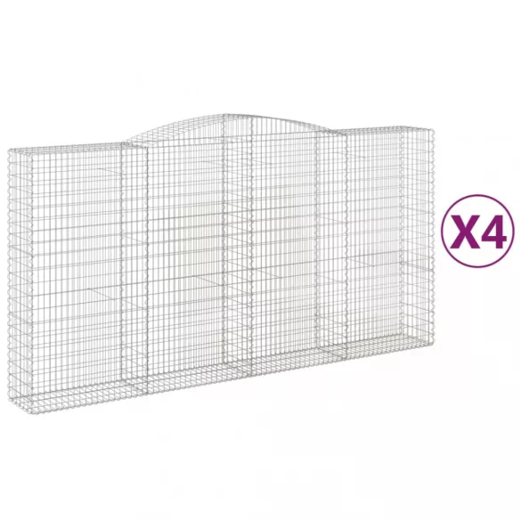4 db íves horganyzott vas gabion kosár 400x50x200/220 cm