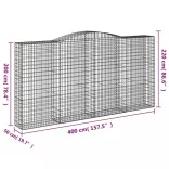 5 db íves horganyzott vas gabion kosár 400x50x200/220 cm