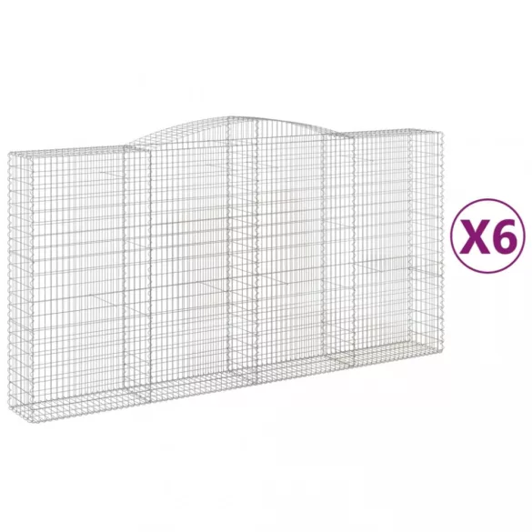 6 db íves horganyzott vas gabion kosár 400x50x200/220 cm