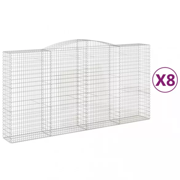8 db íves horganyzott vas gabion kosár 400x50x200/220 cm