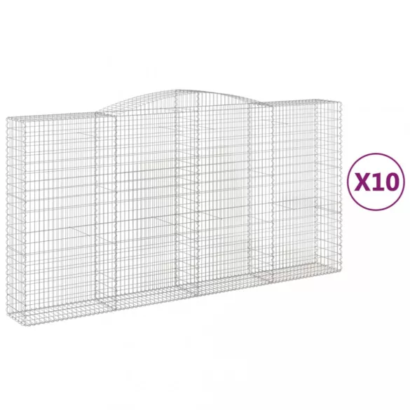 10 db íves horganyzott vas gabion kosár 400x50x200/220 cm