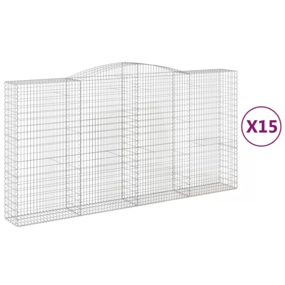 15 db íves horganyzott vas gabion kosár 400x50x200/220 cm
