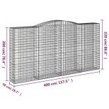 15 db íves horganyzott vas gabion kosár 400x50x200/220 cm