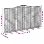 2 db íves horganyzott vas gabion kosár 400x50x220/240 cm
