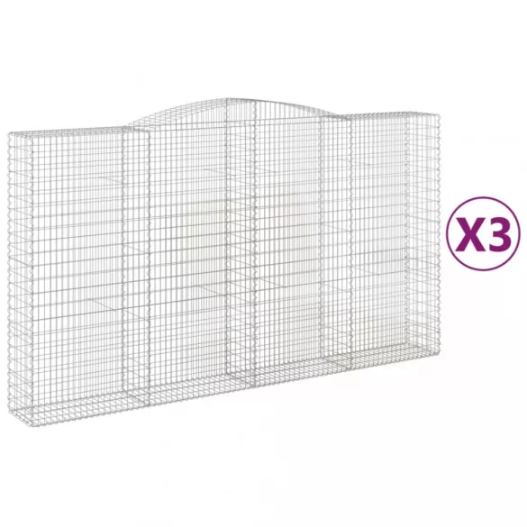 3 db íves horganyzott vas gabion kosár 400x50x220/240 cm