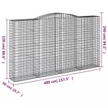 3 db íves horganyzott vas gabion kosár 400x50x220/240 cm