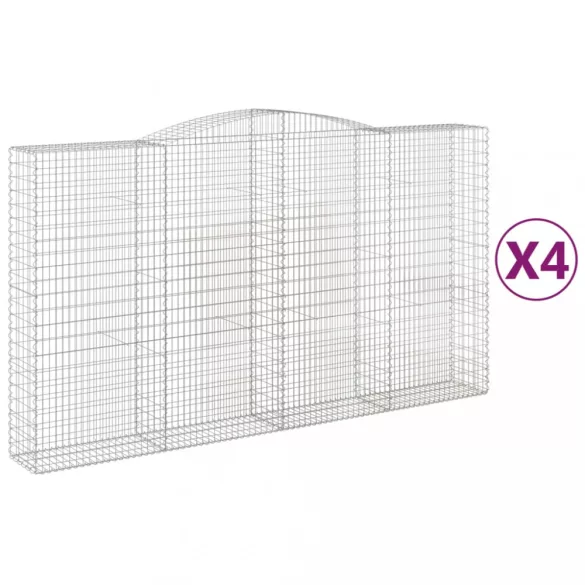 4 db íves horganyzott vas gabion kosár 400x50x220/240 cm