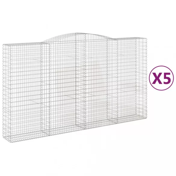 5 db íves horganyzott vas gabion kosár 400x50x220/240 cm