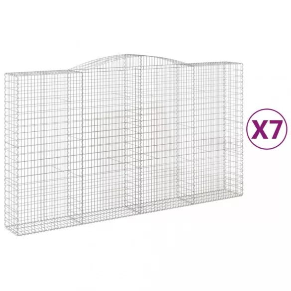 7 db íves horganyzott vas gabion kosár 400x50x220/240 cm