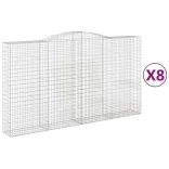 8 db íves horganyzott vas gabion kosár 400x50x220/240 cm