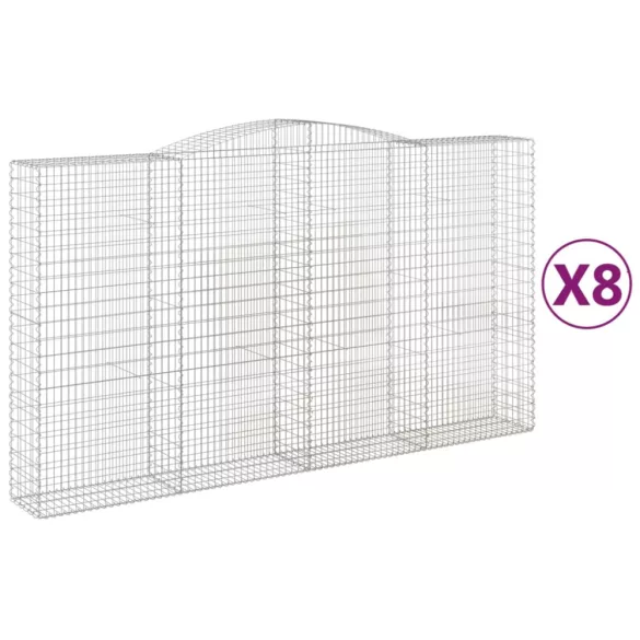 8 db íves horganyzott vas gabion kosár 400x50x220/240 cm