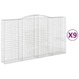 9 db íves horganyzott vas gabion kosár 400x50x220/240 cm