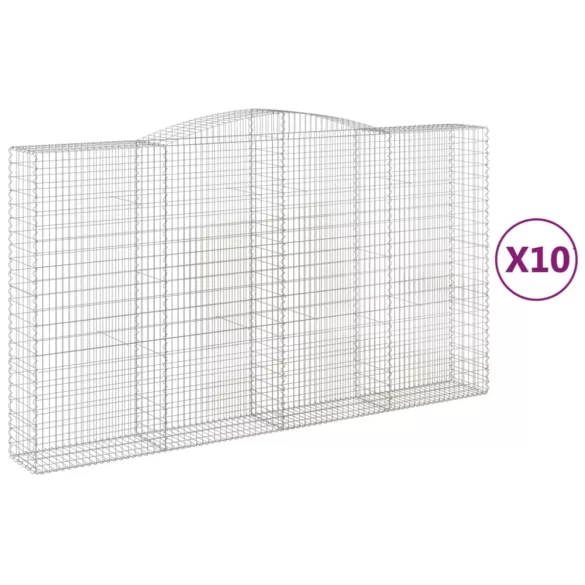 10 db íves horganyzott vas gabion kosár 400x50x220/240 cm