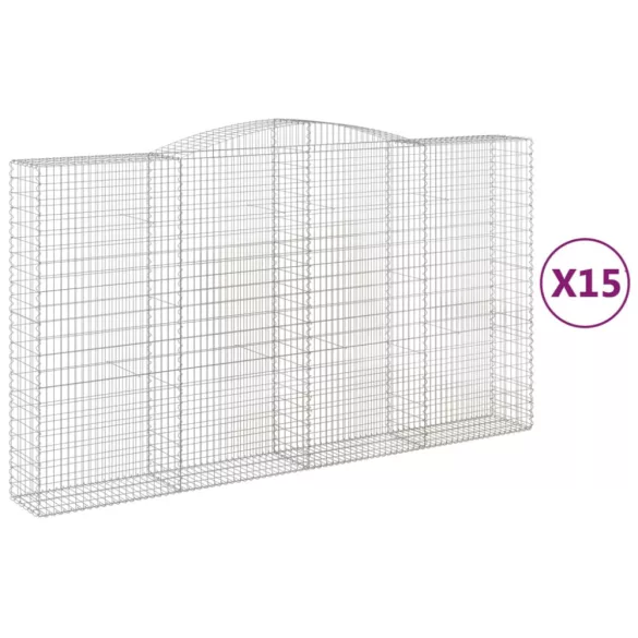 15 db íves horganyzott vas gabion kosár 400x50x220/240 cm