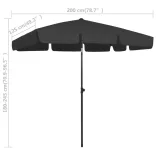 fekete strandnapernyő 200 x 125 cm