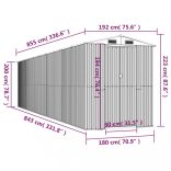 zöld horganyzott acél kerti fészer 192x855x223 cm