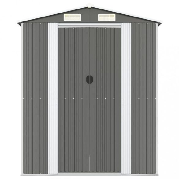 világosszürke horganyzott acél kerti fészer 192 x 274 x 223 cm