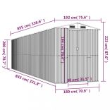 antracitszürke horganyzott acél kerti fészer 192 x 855 x 223 cm