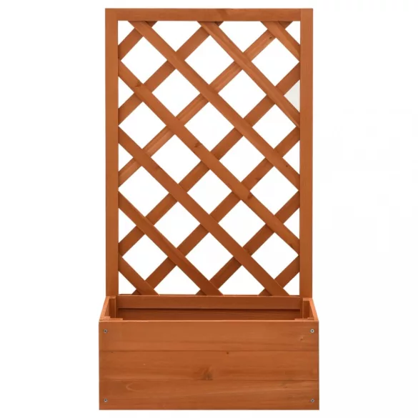 narancssárga tömör fenyőfa rácsos kerti ültetőláda 50x25x90 cm