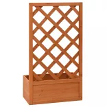 narancssárga tömör fenyőfa rácsos kerti ültetőláda 50x25x90 cm