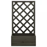 szürke tömör fenyőfa rácsos kerti ültetőláda 50x25x90 cm