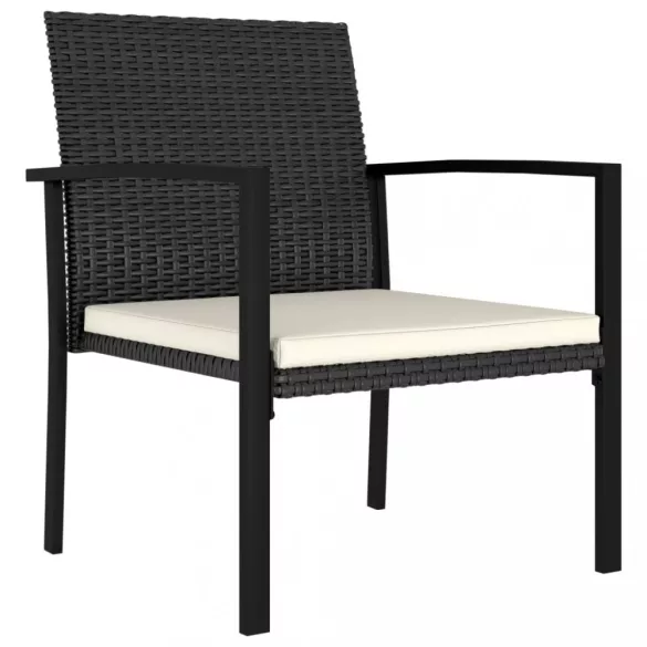 2 db fekete polyrattan kerti étkezőszék