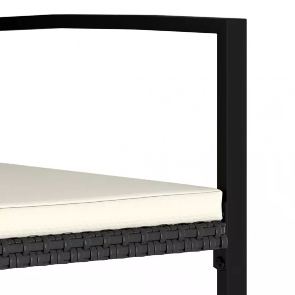 2 db fekete polyrattan kerti étkezőszék