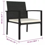 2 db fekete polyrattan kerti étkezőszék