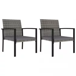 2 db szürke kerti polyrattan étkezőszék