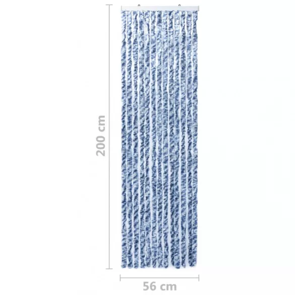 kék és fehér zsenília rovarfüggöny 56 x 200 cm
