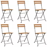 7 részes tömör akácfa és acél összecsukható bisztrószett