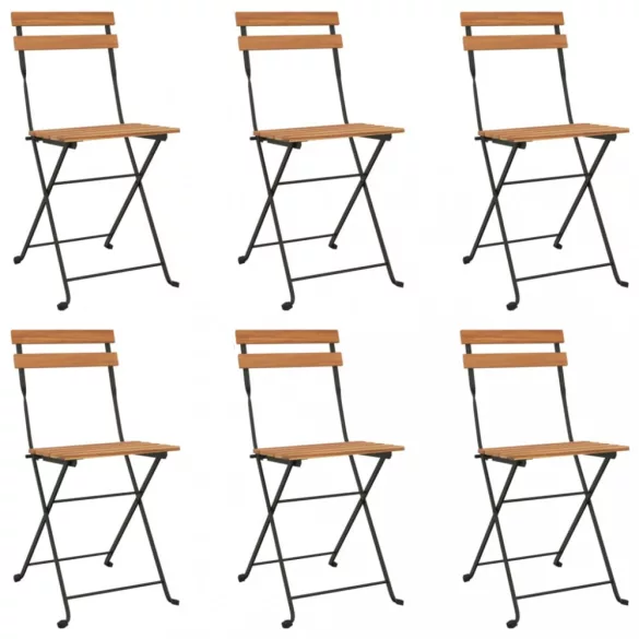 7 részes tömör akácfa és acél összecsukható bisztrószett